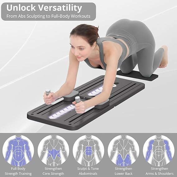 TABLA DE PILATES JANUA, REFORMER DE PILATES, MULTIUSOS, PLEGABLE, PARA EL HOGAR 5 EN 1, DESLIZANTE